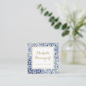 Blaue Fliesen bleiben auf der Quadratkarte Quadratische Visitenkarte (Stehend Vorderseite)