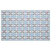 Blaue Fliesen-Blumen-Dekorstoffmuster  Stoff (Fat Quarter (45,7 x 55,9 cm))