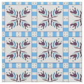 Blaue Fliesen-Blumen-Dekorstoffmuster  Stoff (Muster)