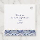 Blaue Fliesen Brautparty Tee für Anhänger (Rückseite)