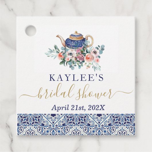 Blaue Fliesen Brautparty Tee für Anhänger (Vorderseite)