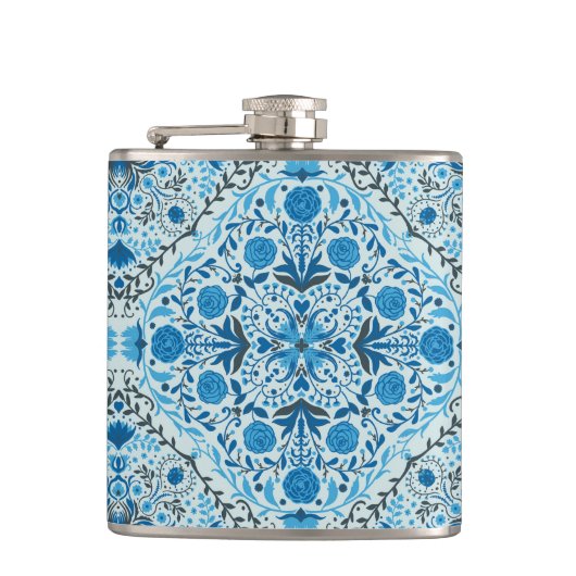 Blaue Fliesen Flachmann (Vorderseite)