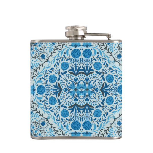 Blaue Fliesen Flachmann (Rückseite)