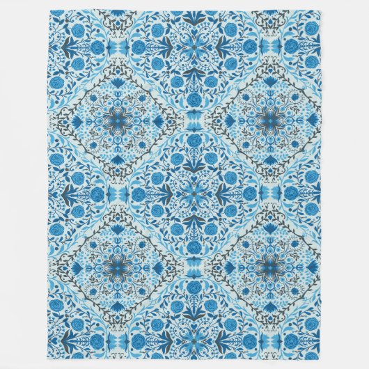 Blaue Fliesen Fleecedecke (Vorderseite)