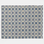 Blaue Fliesen Fleecedecke (Vorderseite (Horizontal))