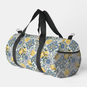 Blaue Fliesen Französisch Land Gelb Aquarell Duffle Bag