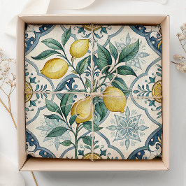 Blaue Fliesen Französisches Land Lemonen Muster Seidenpapier