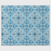 Blaue Fliesen Geschenkpapier (Flach)