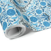 Blaue Fliesen Geschenkpapier (Rolleneckpunkt)