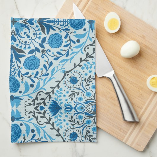 Blaue Fliesen Geschirrtuch (Viertel Falte)