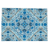 Blaue Fliesen Große Geschenktüte (Rückseite)