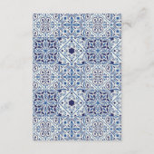 Blaue Fliesen Hochzeit Anweisungen QR Code Beilage Begleitkarte (Rückseite)