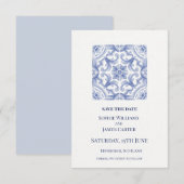 Blaue Fliesen Hochzeit Save The Date (Vorne/Hinten)