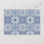 Blaue Fliesen Hochzeitsdetails einfügen Karte (Rückseite)