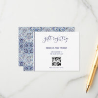 Blaue Fliesen Hochzeitsgeschenk Registrierung QR-C
