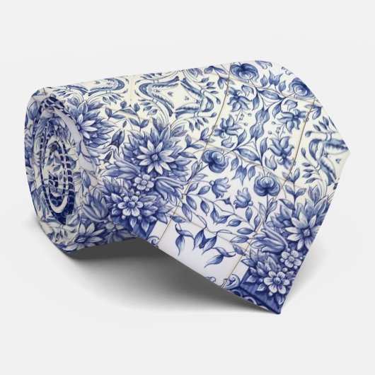 Blaue Fliesen Krawatte (Gerollt)