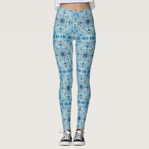 Blaue Fliesen Leggings