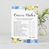 Blaue Fliesen Lemons über oder unter dem Brautpart Einladung (Stehend Vorderseite)