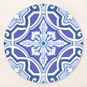 Blaue Fliesen, mediterrane Fliesen, Majolika  Runder Pappuntersetzer (Vorderseite)
