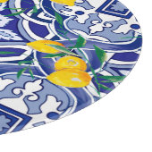 Blaue Fliesen, mediterrane Fliesen, Majolika    Schneidebrett (Ecke)