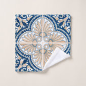 Blaue Fliesen Mittelmeer  Badhandtuch Set (Waschlappen)