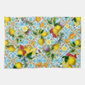 Blaue Fliesen Mittelmeer Blumenmuster Geschirrtuch (Horizontal)