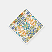 Blaue Fliesen Mittelmeer Muster Papiertaschentuch Serviette (Ecke)