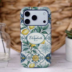 Blaue Fliesen-Monogramm Französisches Landhaus-Zit Case-Mate iPhone 14 Hülle
