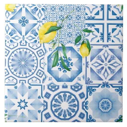 Blaue Fliesen, Mosaik, Majolika, Fliese (Vorderseite)