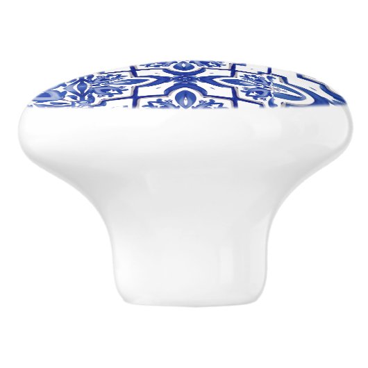 Blaue Fliesen, Mosaik, Majolika, Keramikknauf (Seitenansicht)