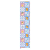 Blaue Fliesen, Mosaik, Majolika, Zitrone, Kurzer Tischläufer (Vorderseite)