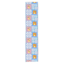 Blaue Fliesen, Mosaik, Majolika, Zitrone, Kurzer Tischläufer