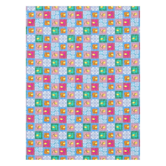 Blaue Fliesen, Mosaik, Majolika, Zitrone, Tischdecke (Vorderseite)