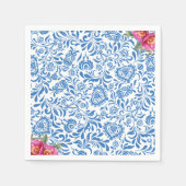 Blaue Fliesen Pink Blume Mittelmeer Griechisches P Serviette (Vorderseite)