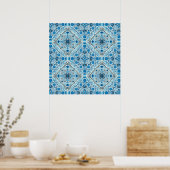 Blaue Fliesen Poster (Küche)