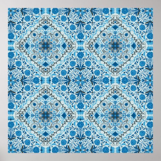 Blaue Fliesen Poster (Vorne)