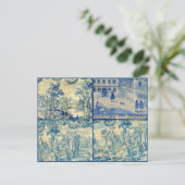 Blaue Fliesen Postkarte (Stehend Vorderseite)