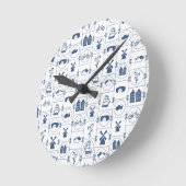 Blaue Fliesen Runde Wanduhr (Winkel)