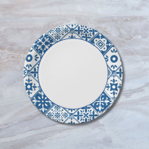 Blaue Fliesen Santorini Griechisch/ Spanisch thema Pappteller