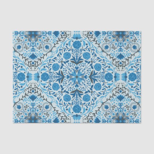 Blaue Fliesen Seidenpapier (Vorderseite)