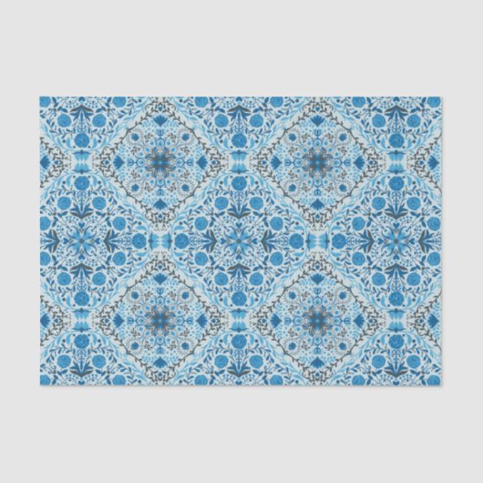 Blaue Fliesen Seidenpapier (Vorderseite)