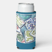 Blaue Fliesen Selters Dosenkühler (Seltzer Vorderseite)