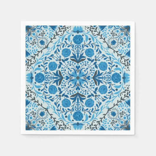 Blaue Fliesen Serviette (Vorderseite)