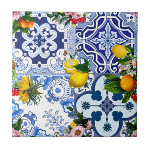 Blaue Fliesen, sizilianisch, majolica, Mosaikkunst Fliese