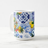 Blaue Fliesen, sizilianisch, majolica, Mosaikkunst Kaffeetasse (Vorderseite Links)