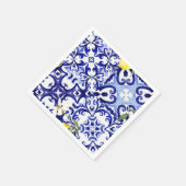 Blaue Fliesen, sizilianisch, majolica, Mosaikkunst Serviette (Ecke)