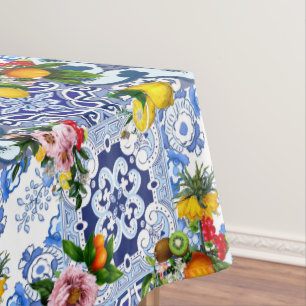 Blaue Fliesen, sizilianisch, majolica, Mosaikkunst Tischdecke