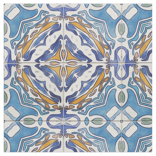 Blaue Fliesen Stoff (Nahaufnahme)