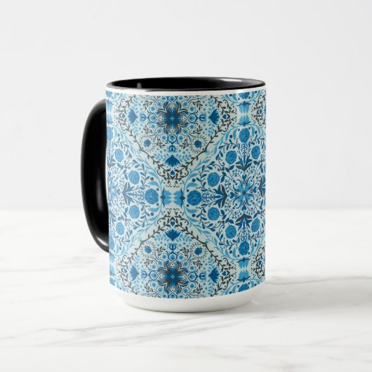 Blaue Fliesen Tasse (Vorderseite Links)