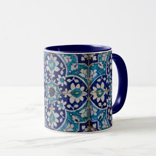 Blaue Fliesen Tasse (VorderseiteRechts)
